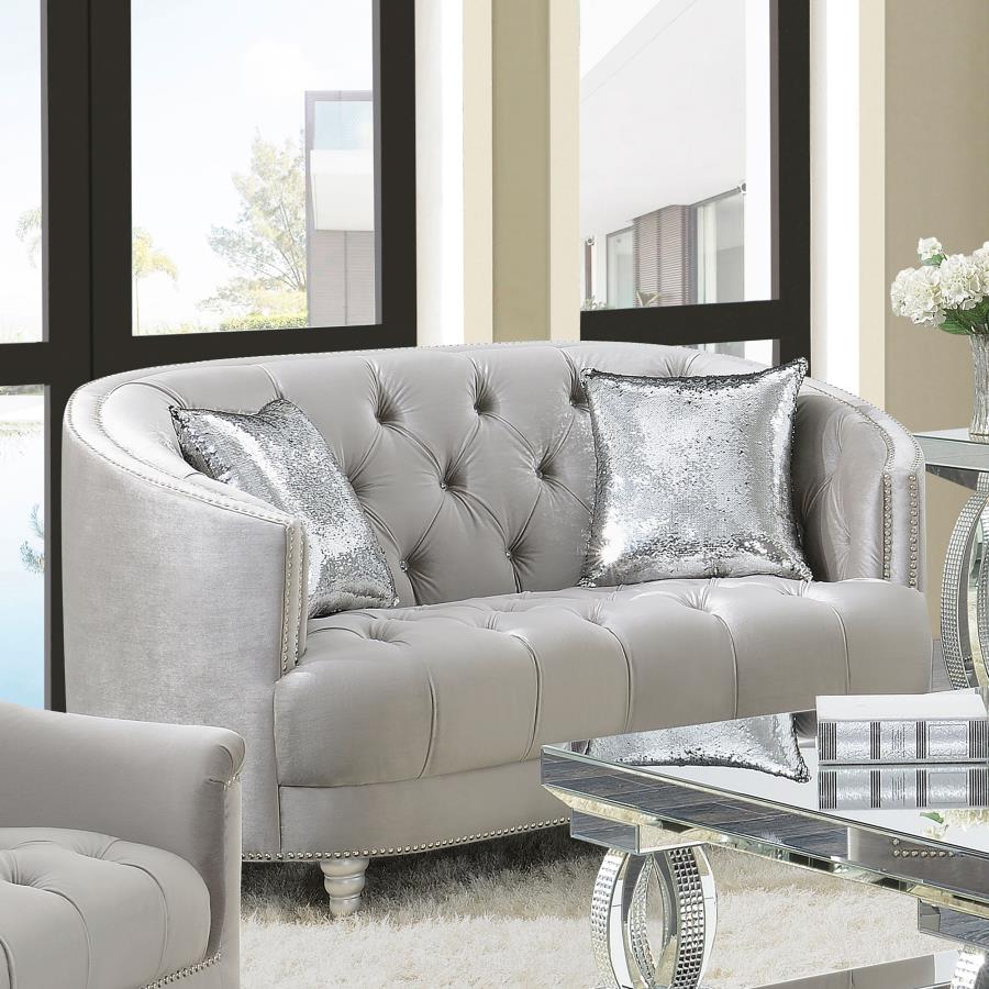 Avonlea Sloped Arm Tufted Loveseat Grey - (508462)