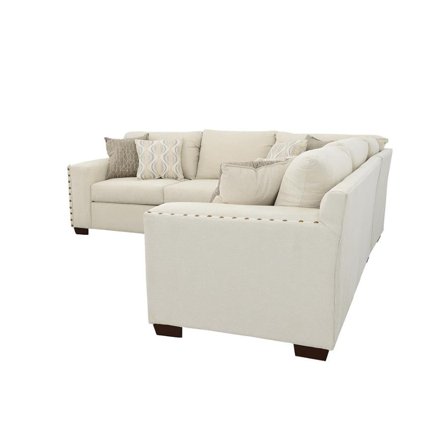 Aria L-shaped Sectional With Nailhead Oatmeal - (508610)