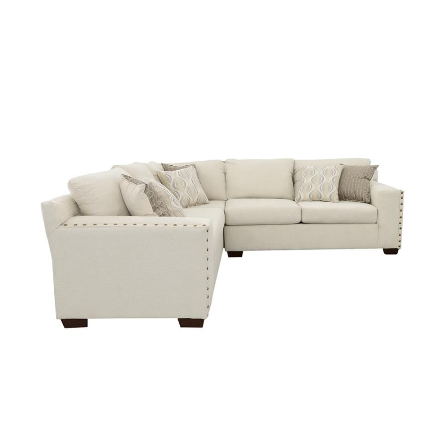 Aria L-shaped Sectional With Nailhead Oatmeal - (508610)