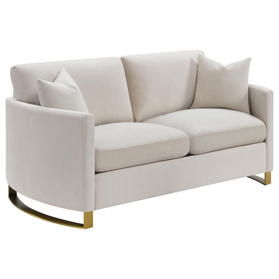 Corliss Upholstered Arched Arms Loveseat Beige - (508822)