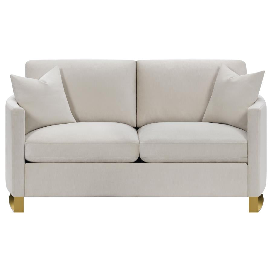 Corliss Upholstered Arched Arms Loveseat Beige - (508822)