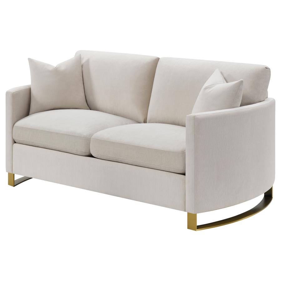 Corliss Upholstered Arched Arms Loveseat Beige - (508822)