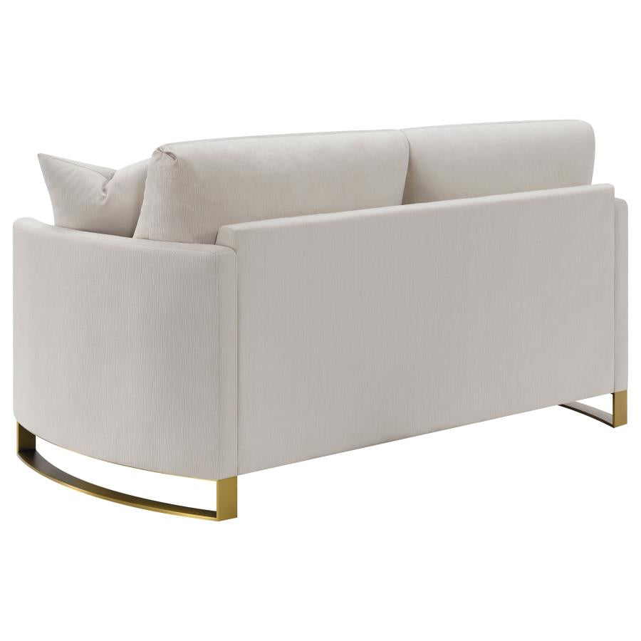 Corliss Upholstered Arched Arms Loveseat Beige - (508822)