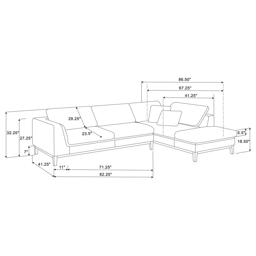 Persia 2-piece Modular Sectional Grey - (508857)