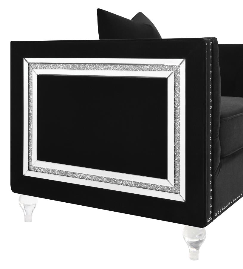 Delilah Upholstered Tufted Tuxedo Arm Sofa Black - (509361)