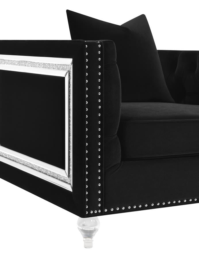Delilah Upholstered Tufted Tuxedo Arm Sofa Black - (509361)