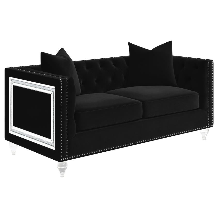 Delilah Upholstered Tufted Tuxedo Arm Loveseat Black - (509362)