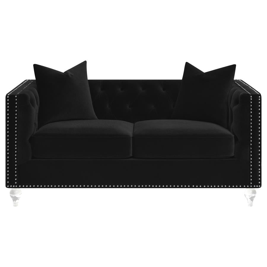 Delilah Upholstered Tufted Tuxedo Arm Loveseat Black - (509362)