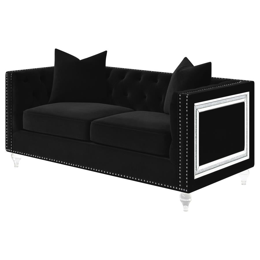 Delilah Upholstered Tufted Tuxedo Arm Loveseat Black - (509362)