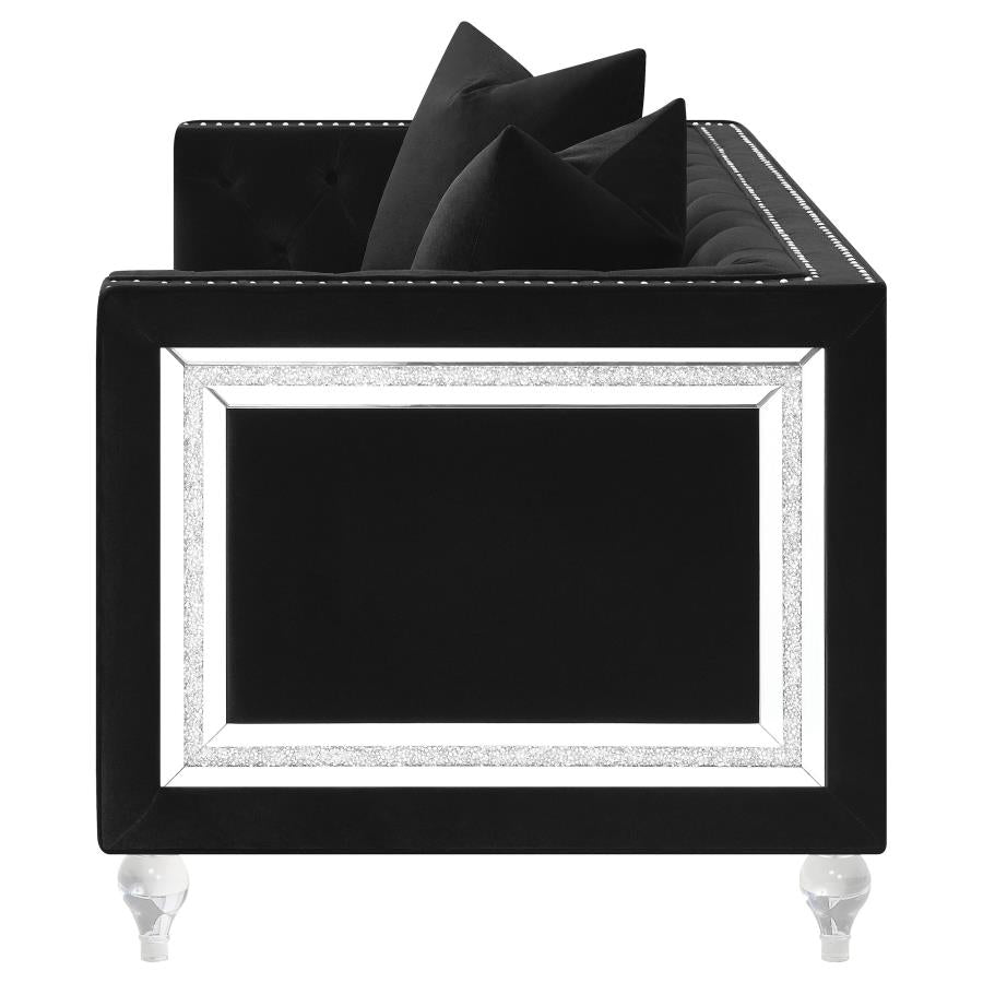 Delilah Upholstered Tufted Tuxedo Arm Loveseat Black - (509362)