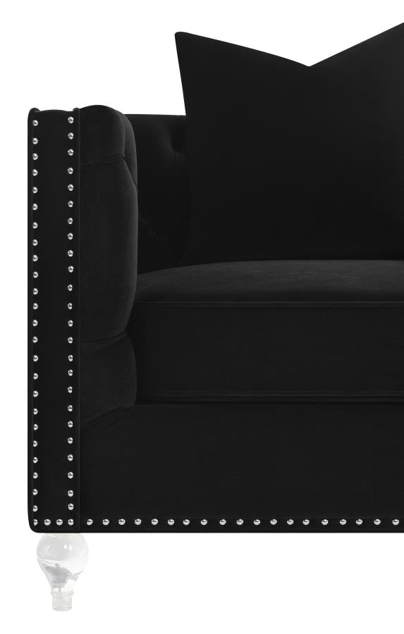 Delilah Upholstered Tufted Tuxedo Arm Loveseat Black - (509362)