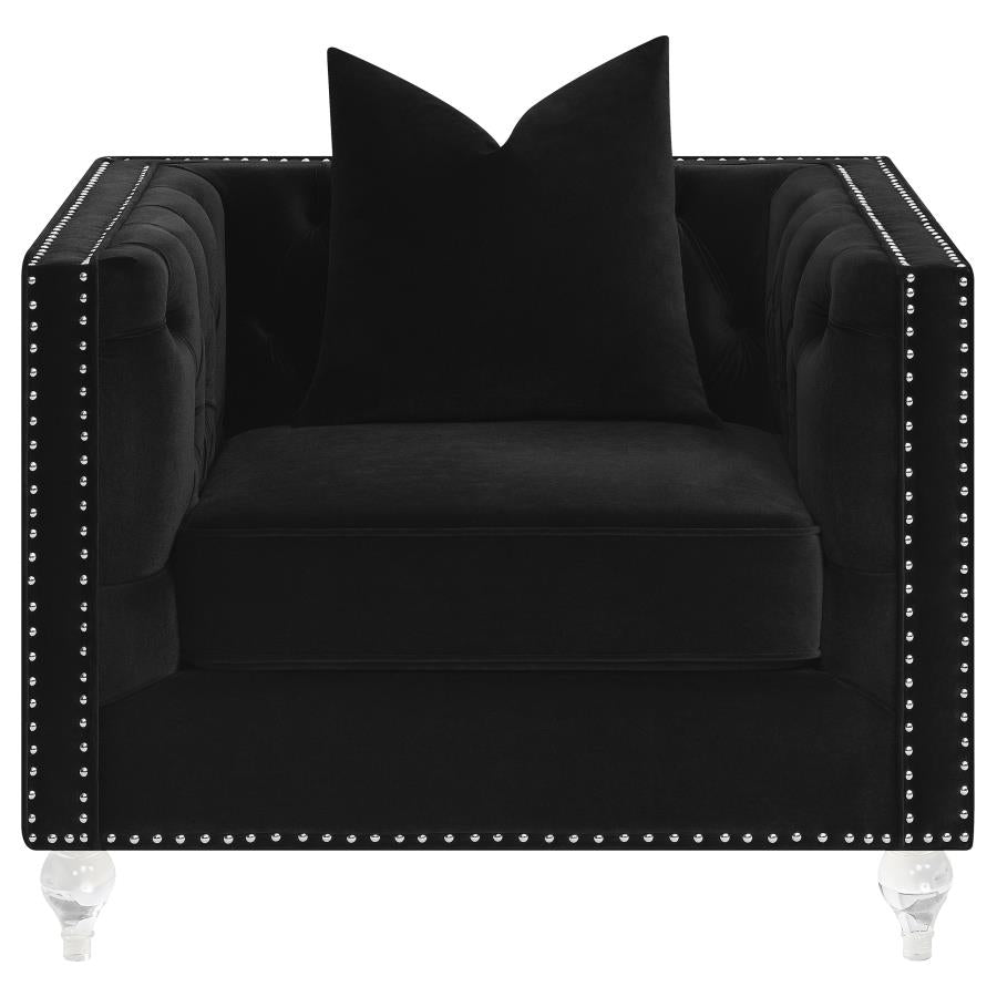 Delilah Upholstered Tufted Tuxedo Arm Chair Black - (509363)