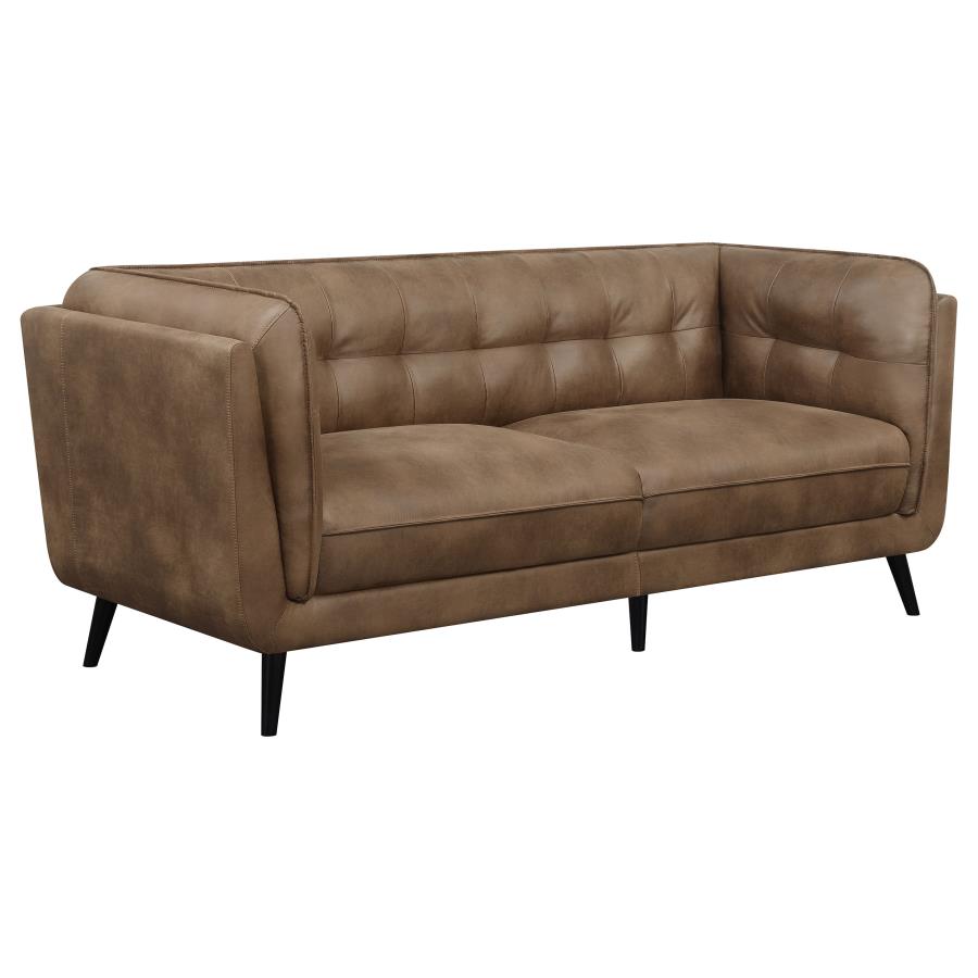 Thatcher Upholstered Button Tufted Sofa Brown - (509421)