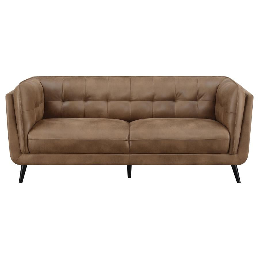 Thatcher Upholstered Button Tufted Sofa Brown - (509421)
