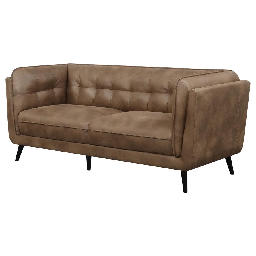 Thatcher Upholstered Button Tufted Sofa Brown - (509421)