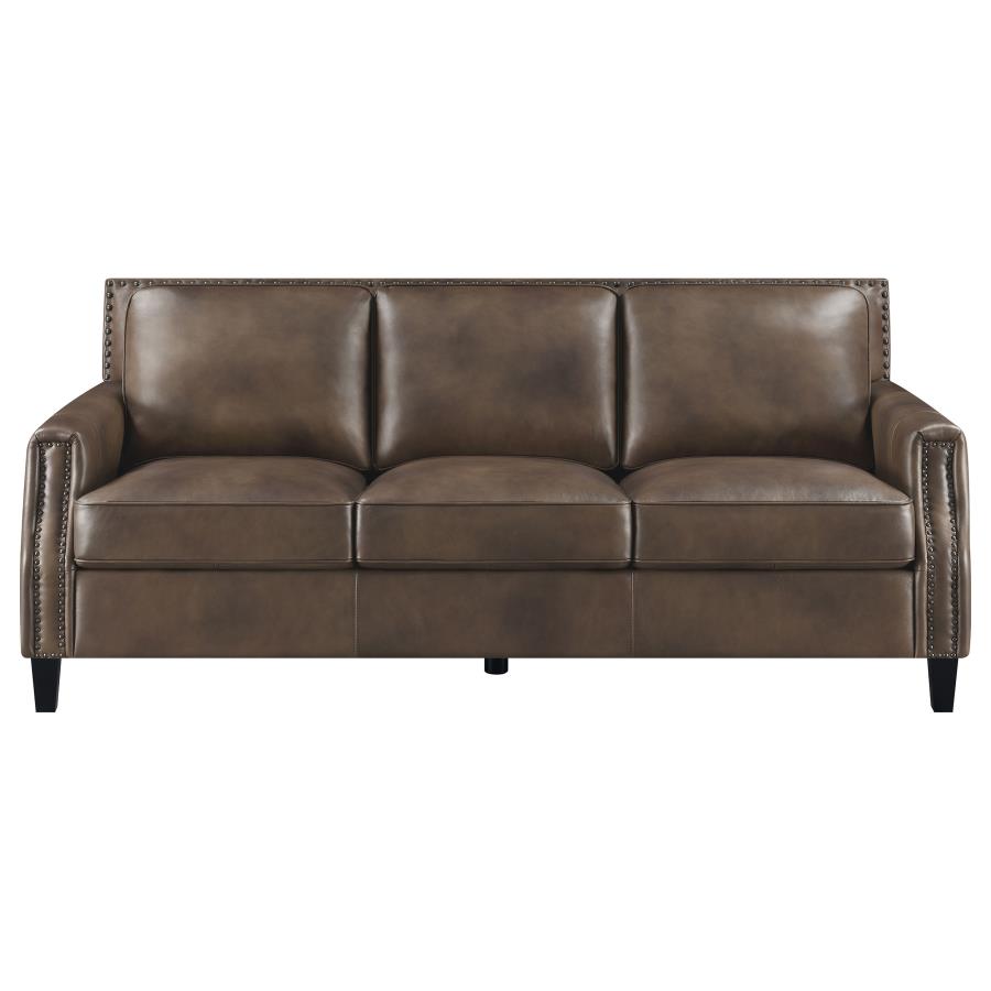 Leaton Upholstered Recessed Arms Sofa Brown Sugar - (509441)