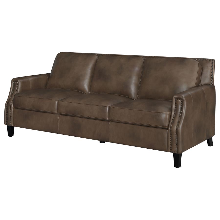 Leaton Upholstered Recessed Arms Sofa Brown Sugar - (509441)