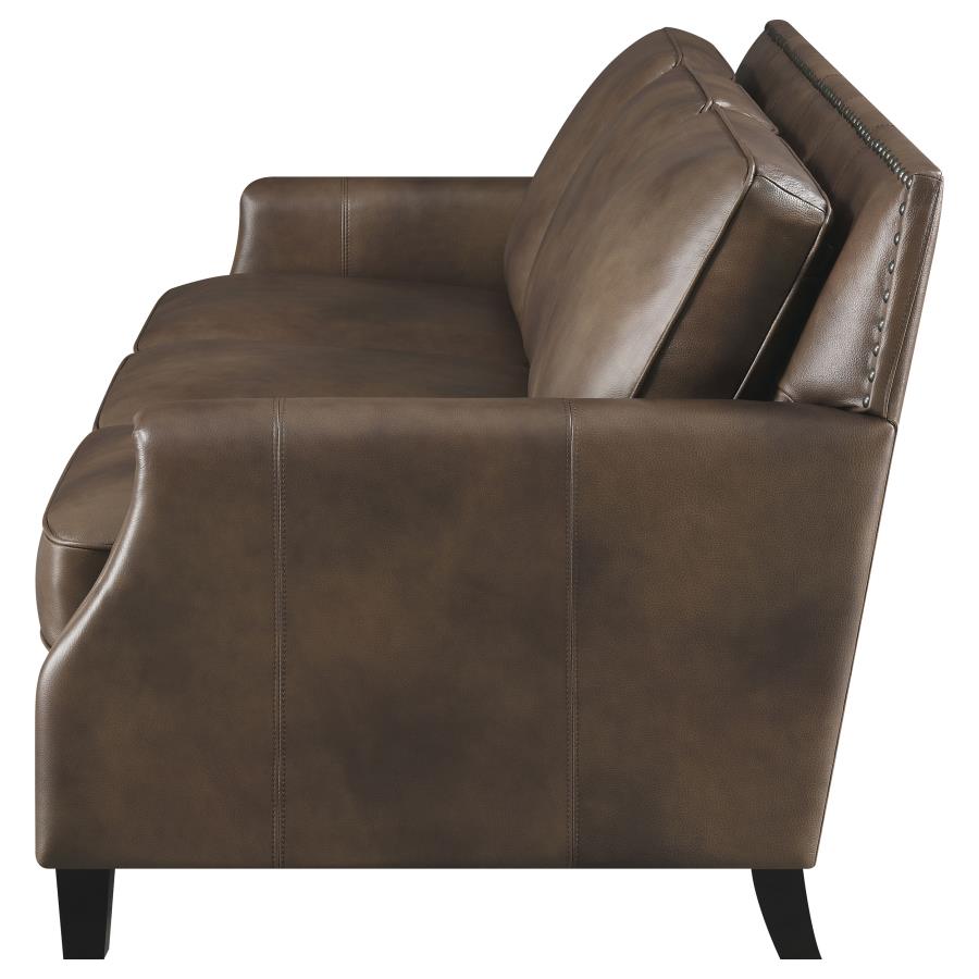 Leaton Upholstered Recessed Arms Sofa Brown Sugar - (509441)