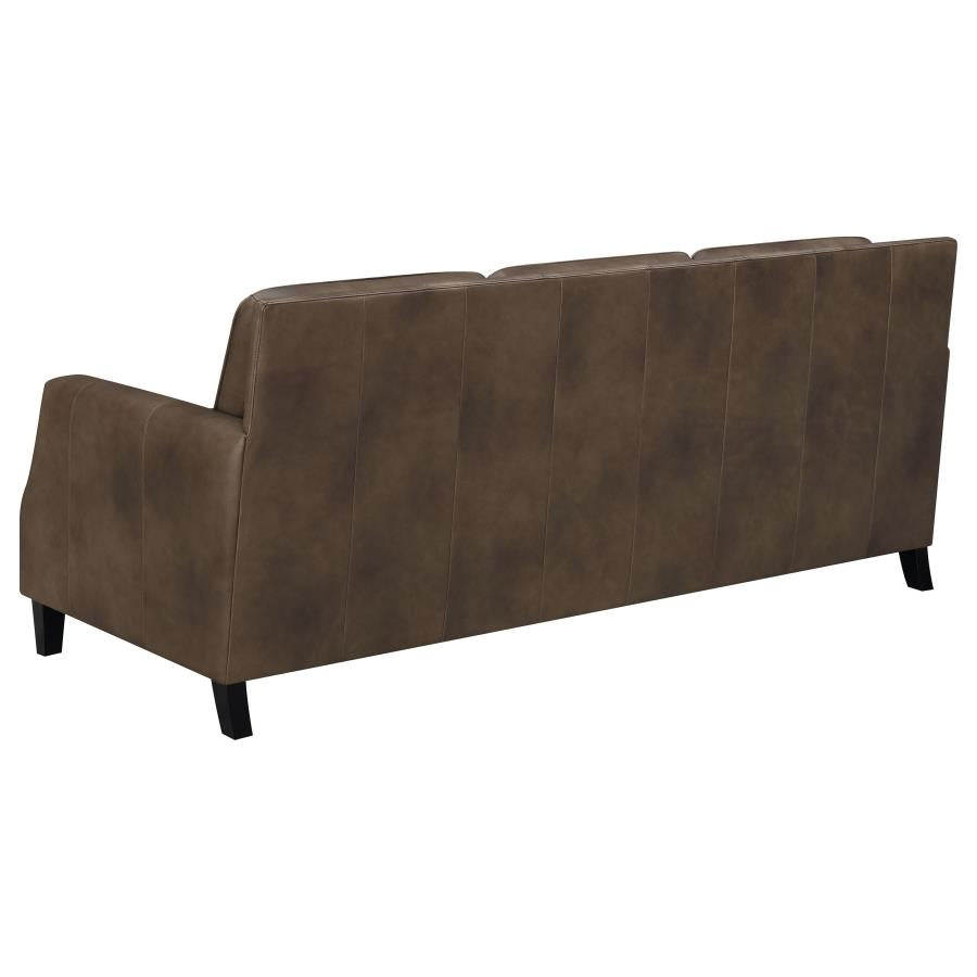 Leaton Upholstered Recessed Arms Sofa Brown Sugar - (509441)