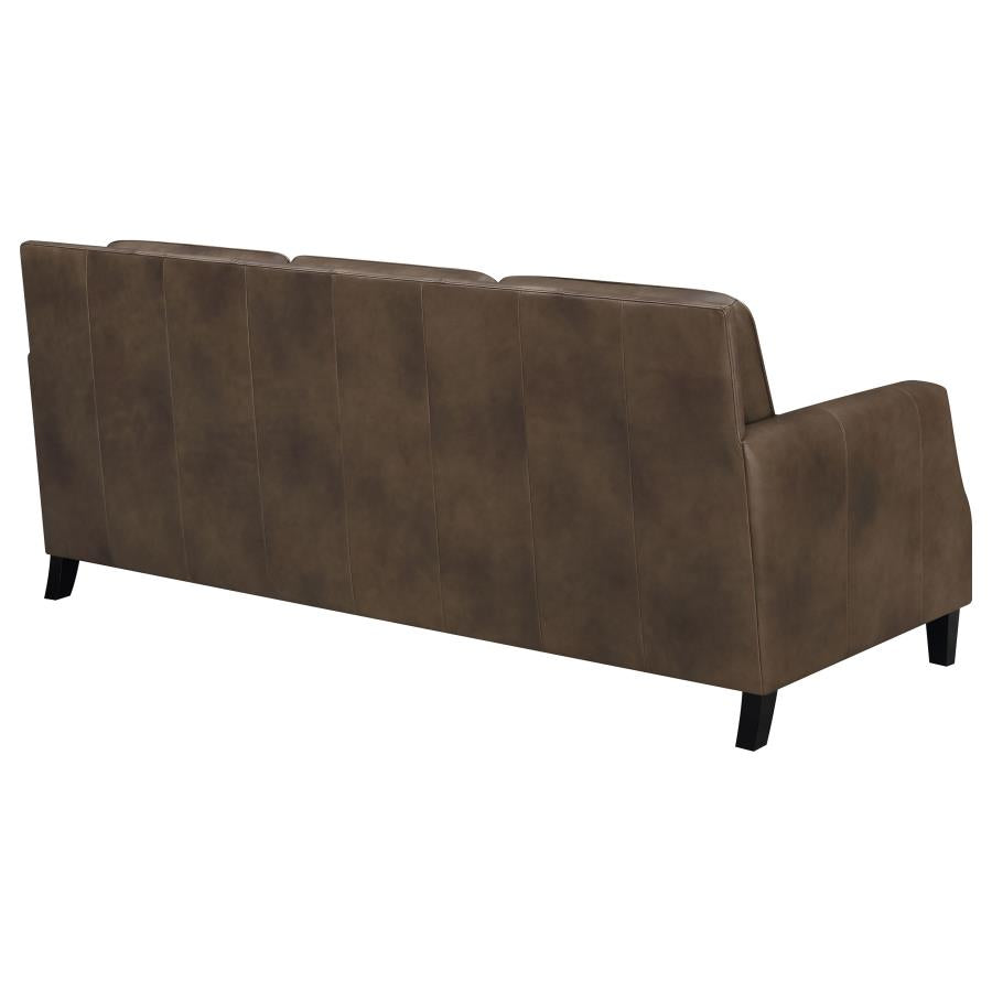 Leaton Upholstered Recessed Arms Sofa Brown Sugar - (509441)