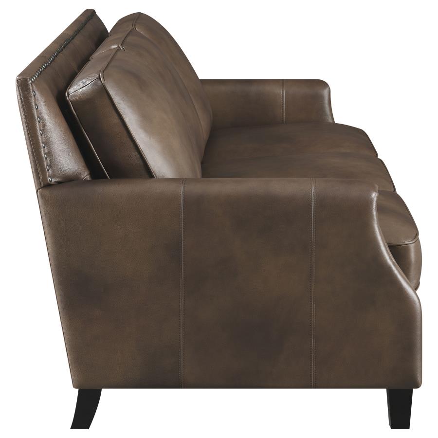 Leaton Upholstered Recessed Arms Sofa Brown Sugar - (509441)