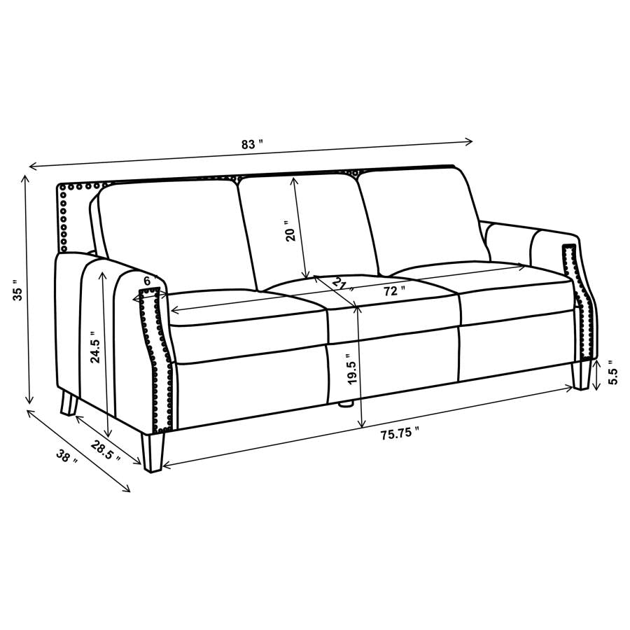 Leaton Upholstered Recessed Arms Sofa Brown Sugar - (509441)