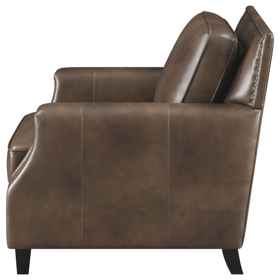 Leaton Upholstered Recessed Arm Chair Brown Sugar - (509443)