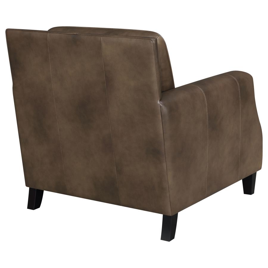Leaton Upholstered Recessed Arm Chair Brown Sugar - (509443)