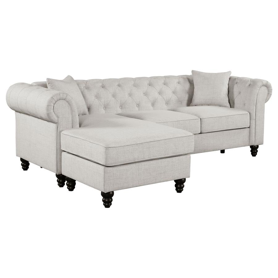 Cecilia Upholstered Tufted Sectional Oatmeal - (509457)