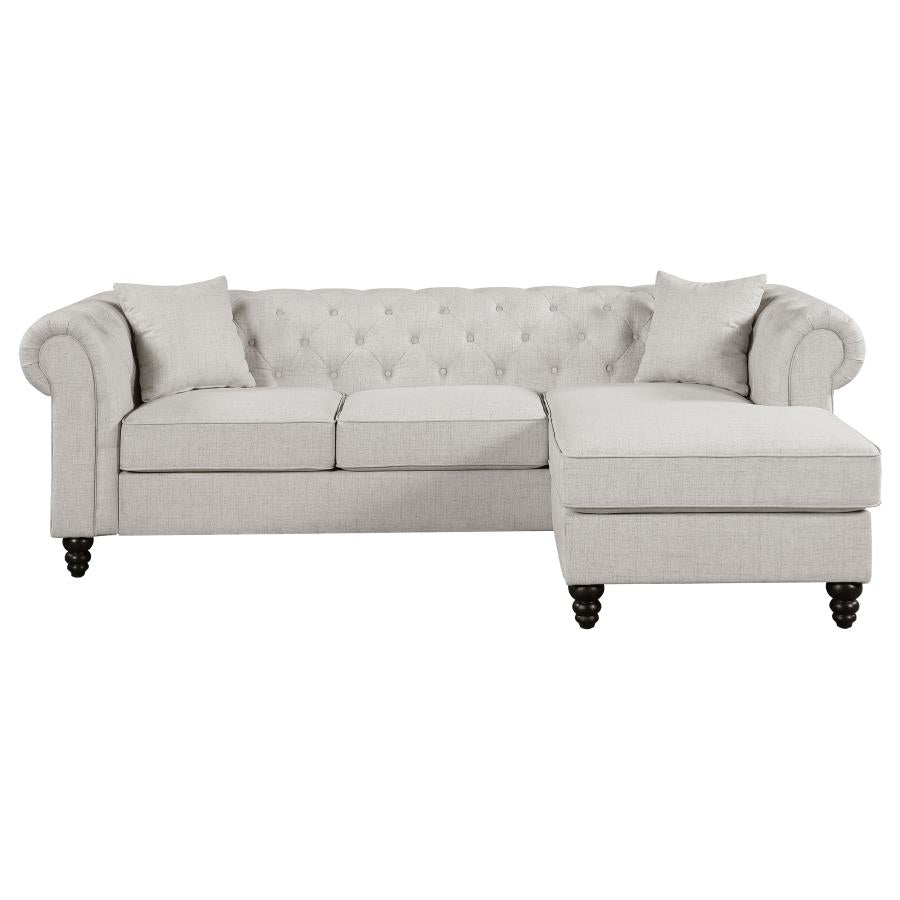 Cecilia Upholstered Tufted Sectional Oatmeal - (509457)