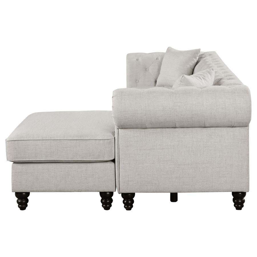 Cecilia Upholstered Tufted Sectional Oatmeal - (509457)