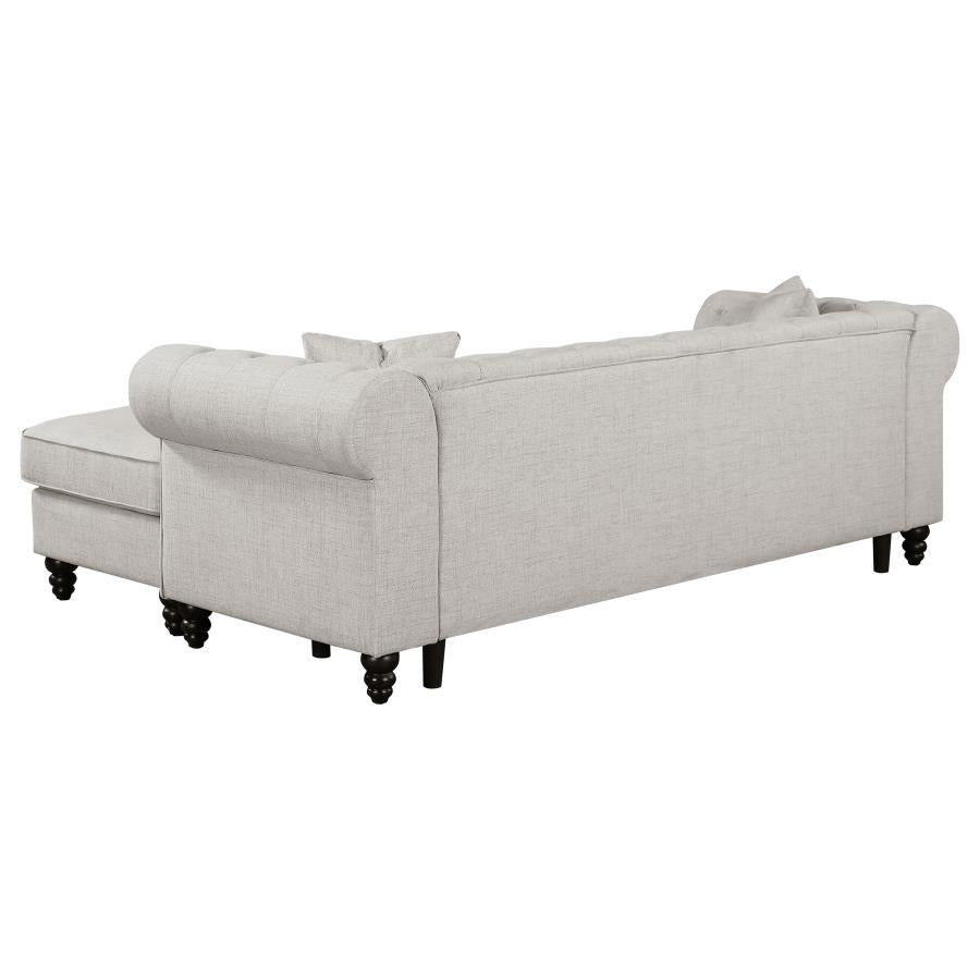 Cecilia Upholstered Tufted Sectional Oatmeal - (509457)