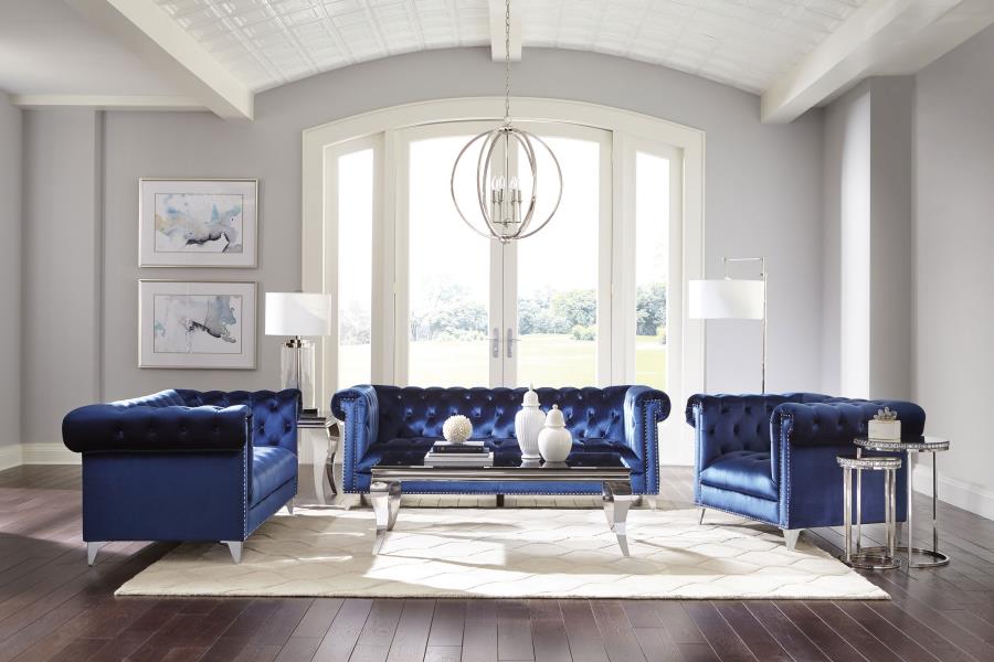 Bleker Tufted Tuxedo Arm Sofa Blue - (509481)