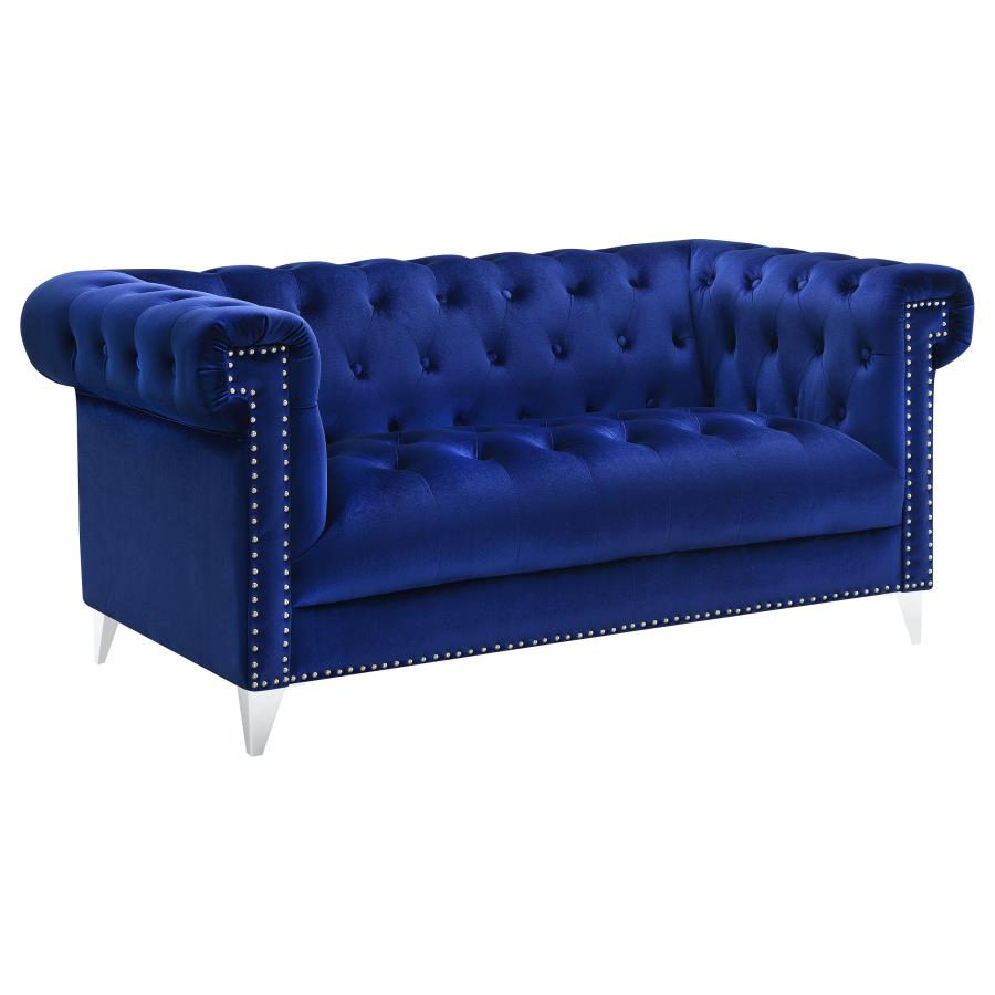 Bleker Tufted Tuxedo Arm Loveseat Blue - (509482)