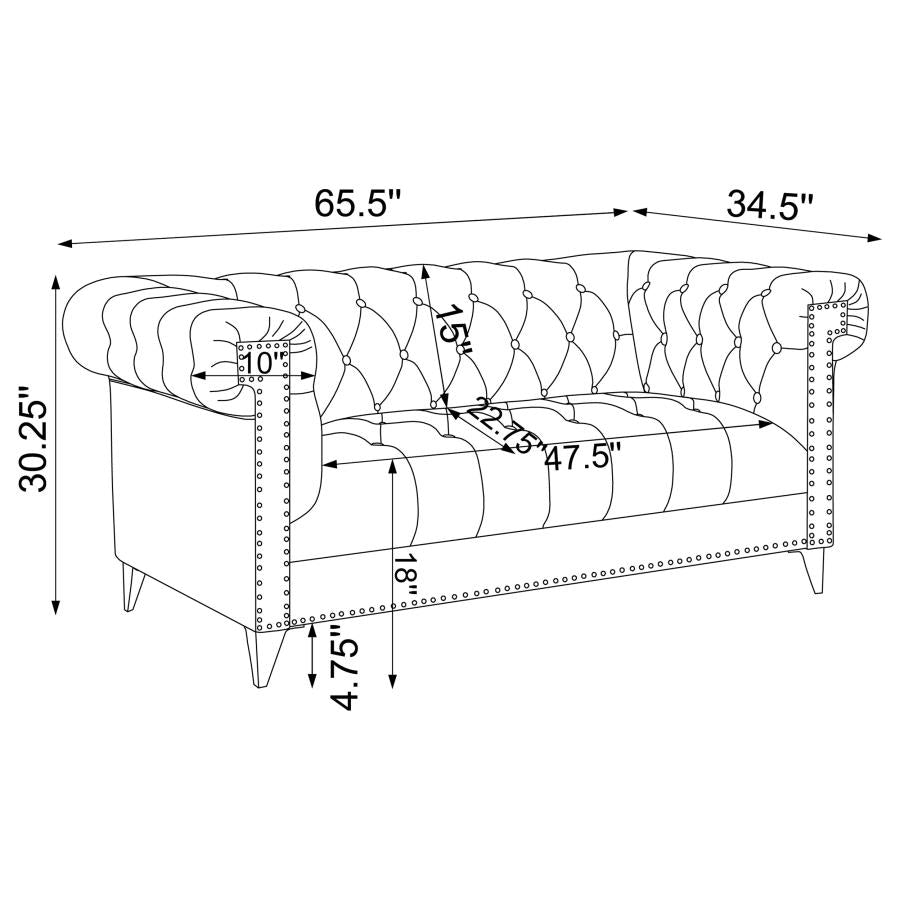 Bleker Tufted Tuxedo Arm Loveseat Blue - (509482)