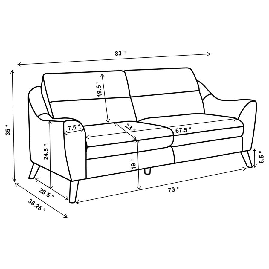 Gano Sloped Arm Upholstered Sofa Navy Blue - (509514)