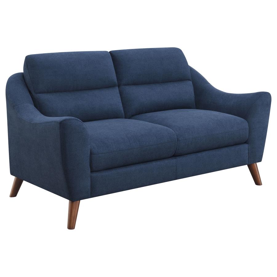 Gano Sloped Arm Upholstered Loveseat Navy Blue - (509515)