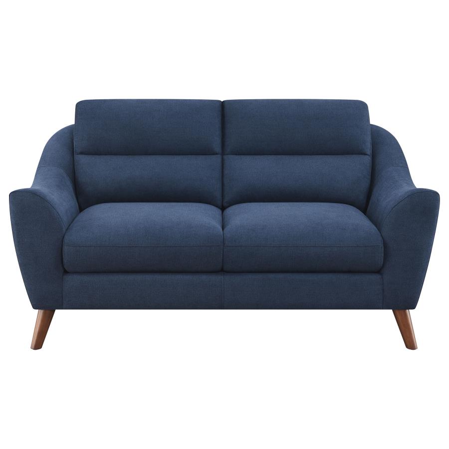 Gano Sloped Arm Upholstered Loveseat Navy Blue - (509515)