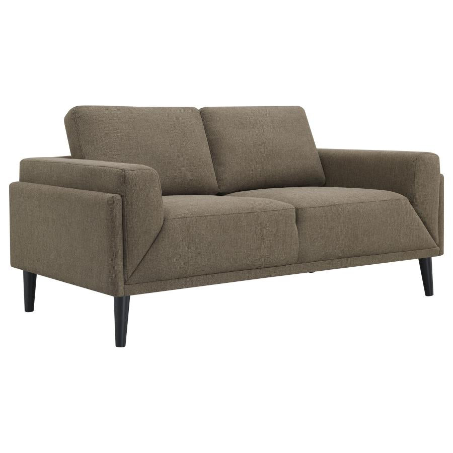 Rilynn Upholstered Track Arms Loveseat Brown - (509522)