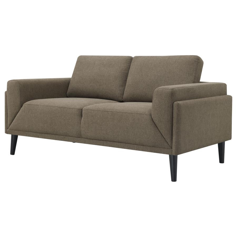 Rilynn Upholstered Track Arms Loveseat Brown - (509522)