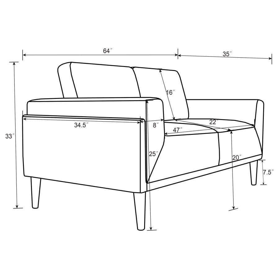 Rilynn Upholstered Track Arms Loveseat Brown - (509522)