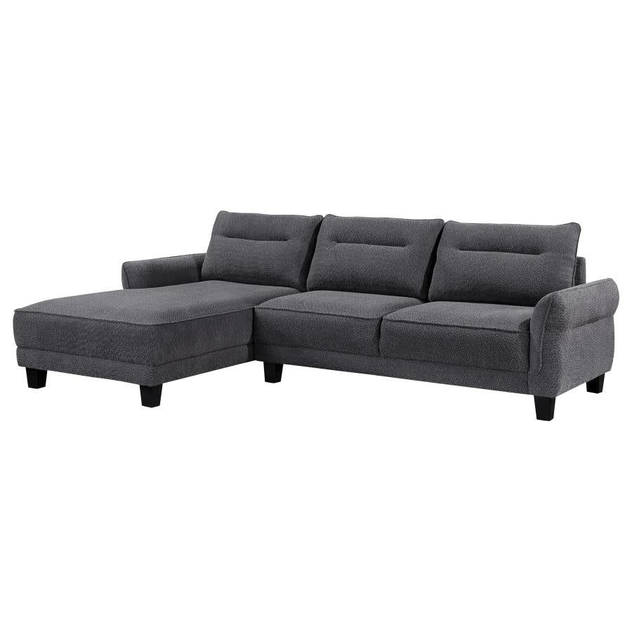 Caspian Upholstered Curved Arms Sectional Sofa Grey - (509540)