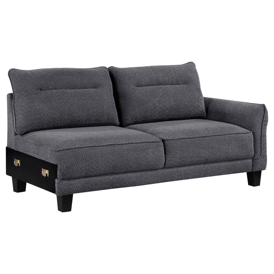 Caspian Upholstered Curved Arms Sectional Sofa Grey - (509540)