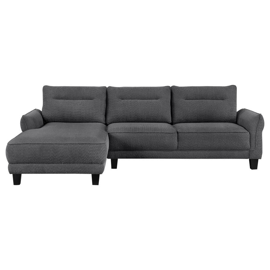 Caspian Upholstered Curved Arms Sectional Sofa Grey - (509540)