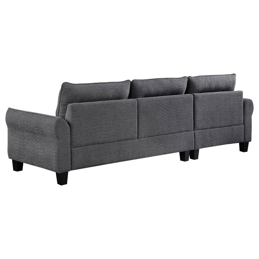 Caspian Upholstered Curved Arms Sectional Sofa Grey - (509540)