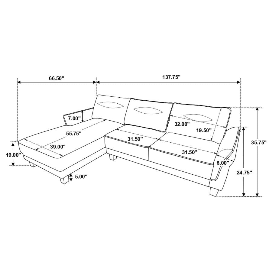 Caspian Upholstered Curved Arms Sectional Sofa Grey - (509540)