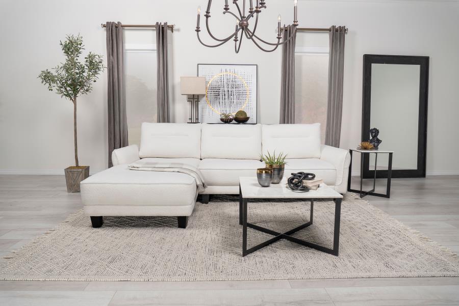 Caspian Upholstered Curved Arms Sectional Sofa White and Black - (509550)