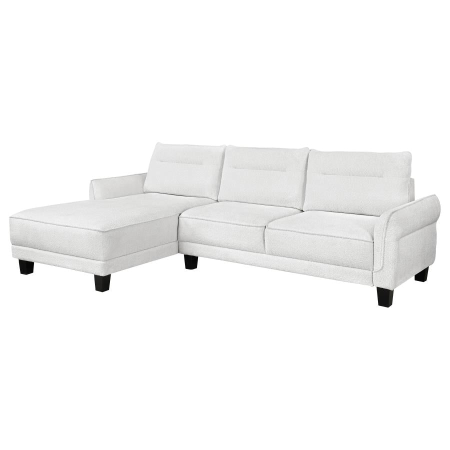 Caspian Upholstered Curved Arms Sectional Sofa White and Black - (509550)