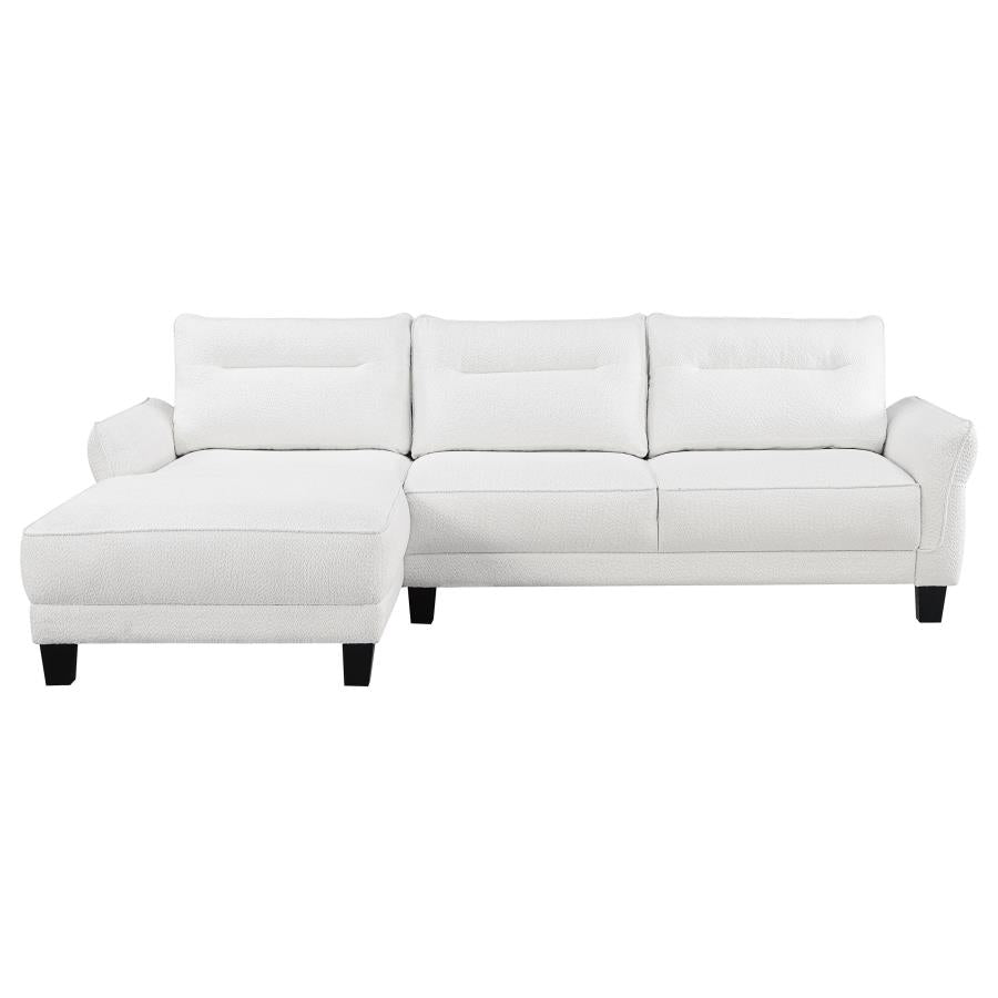 Caspian Upholstered Curved Arms Sectional Sofa White and Black - (509550)