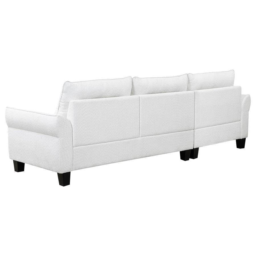 Caspian Upholstered Curved Arms Sectional Sofa White and Black - (509550)